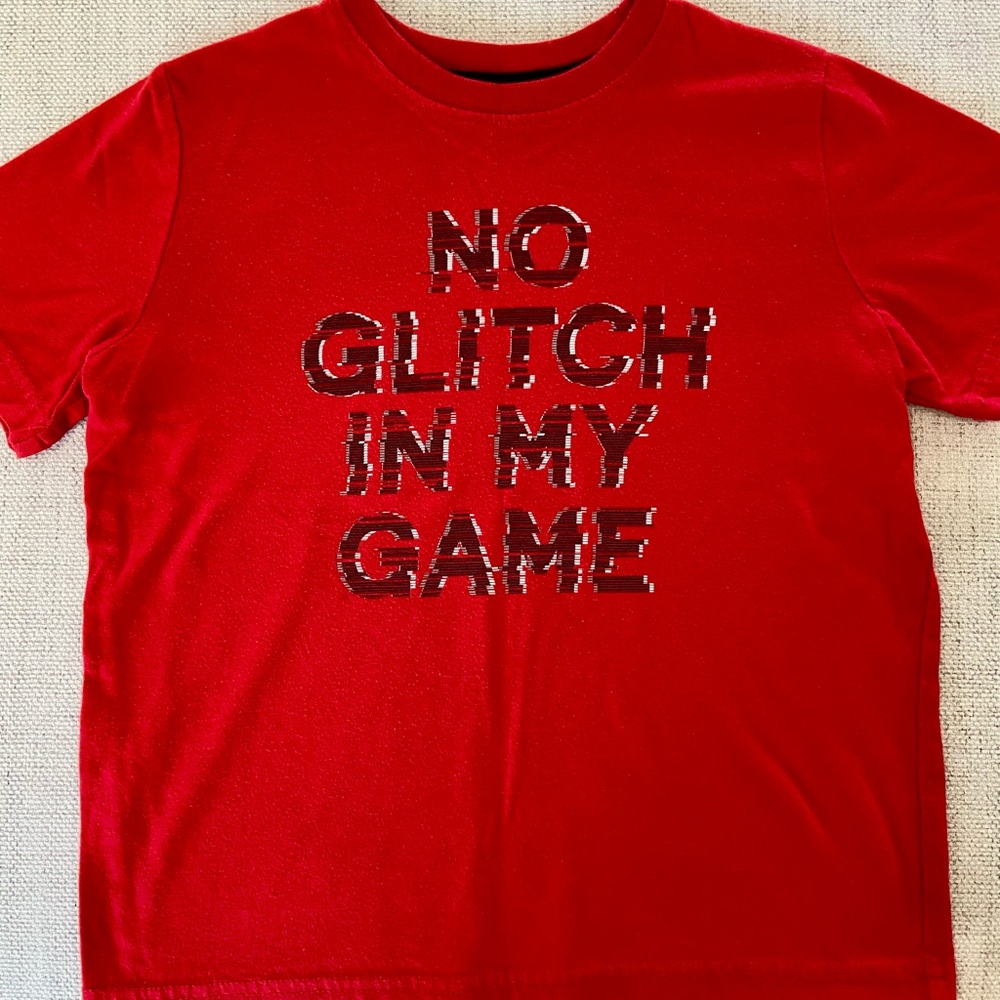 Vibrant Red 'No Glitch' Game T-Shirt